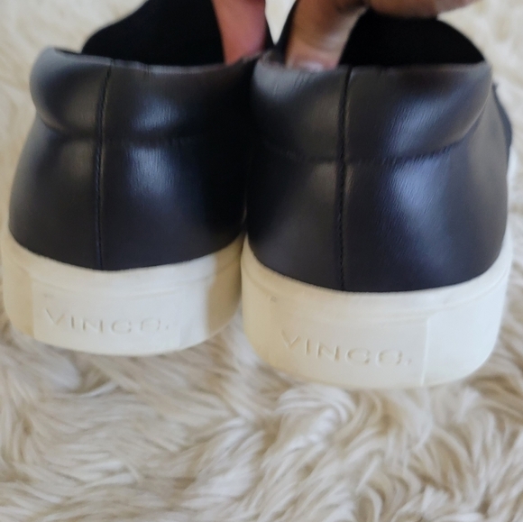Vince Corbin Black Leather Slip On Loafer Sneaker Size 6.5 - Picture 7 of 10